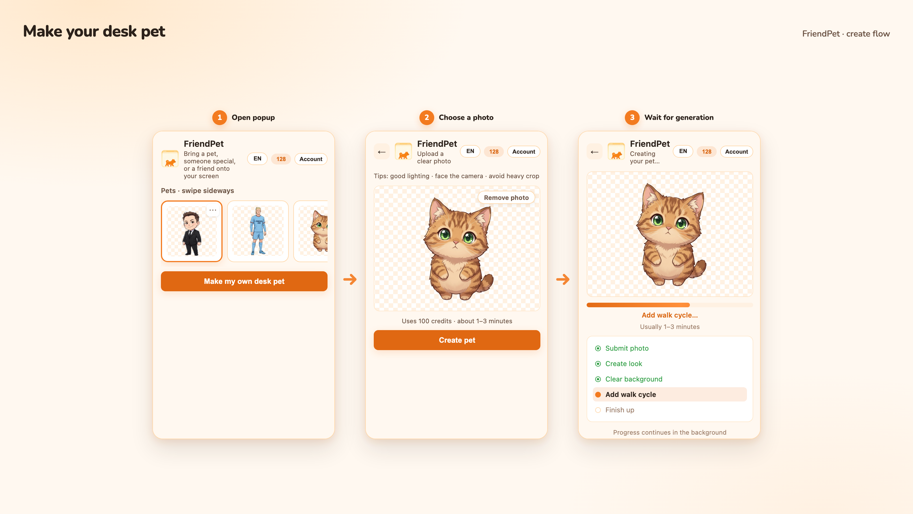 FriendPet create flow